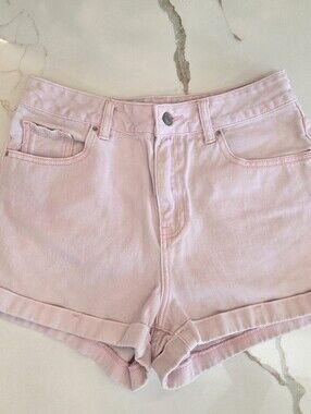 PacSun Mom Shorts Pink Denim High Rise Cuffed Jean Shorts Size 28